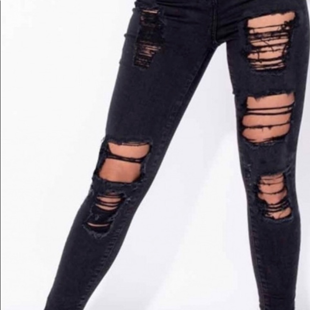 Distressed Mid Rise Skinny Jeans - Picture 2 of 6